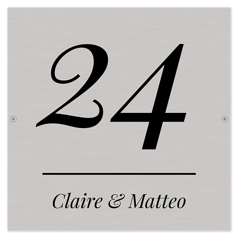 Plaque numéro maison en inox - Inox brossé - 180x180 mm - Plaqueomatic.fr