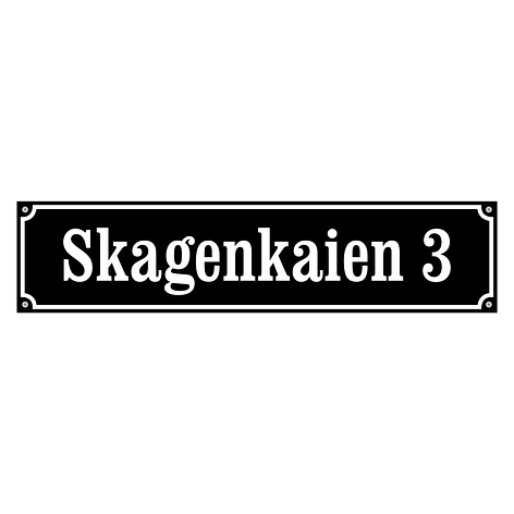 Moderne husskilt - Lag selv - Svart/hvit - Aluminium - 560x130 mm - Skiltmax.no
