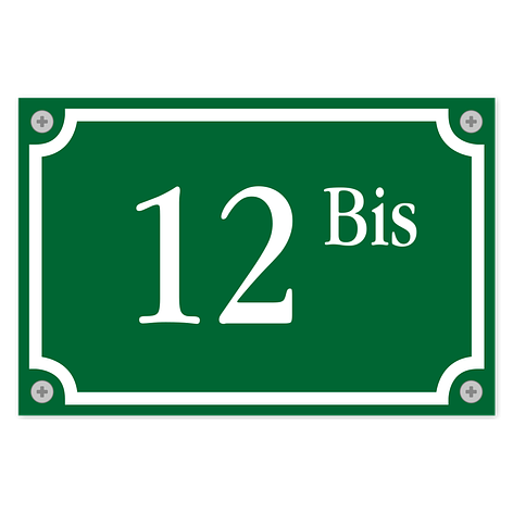 Plaque numéro maison - Aluminium vert - Avec vis - Plaqueomatic.fr