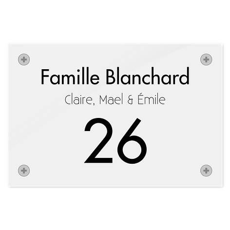 Plaque numéro maison sur plexiglass - 150x100 mm - Plaqueomatic.fr