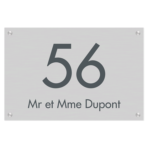 Plaque numero pour maison - Aluminium brossé - 300x200 mm - Plaqueomatic.fr