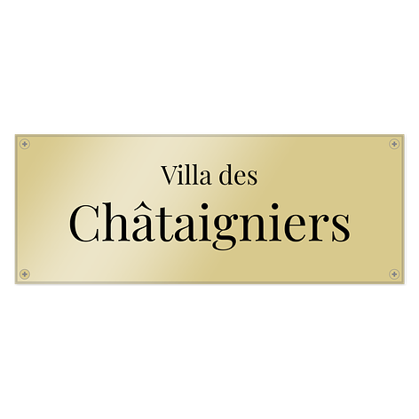 Plaque personnalisée pour maison - Laiton avec impression - 260x100 mm - Plaqueomatic.fr
