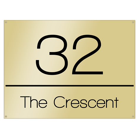 Brass House Name Plate - Polished Brass - 400x300 mm - Signomatic.couk