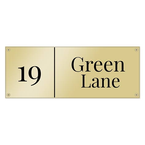 Brass House Name Plate - Polished Brass - 260x100 mm - Signomatic.couk