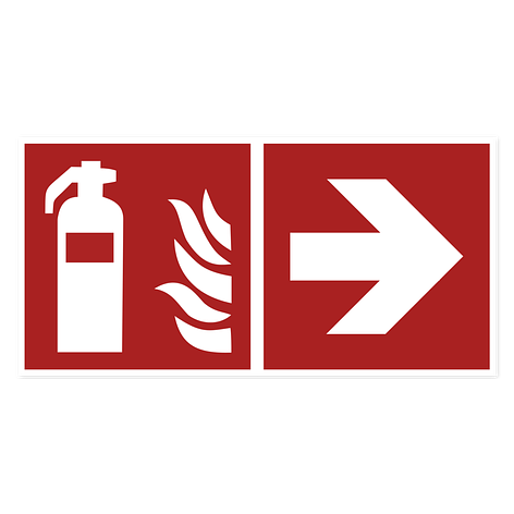Panneau de sécurité incendie (flèche vers la droite) - Film vinyle - 200x200 mm - Plaqueomatic.fr