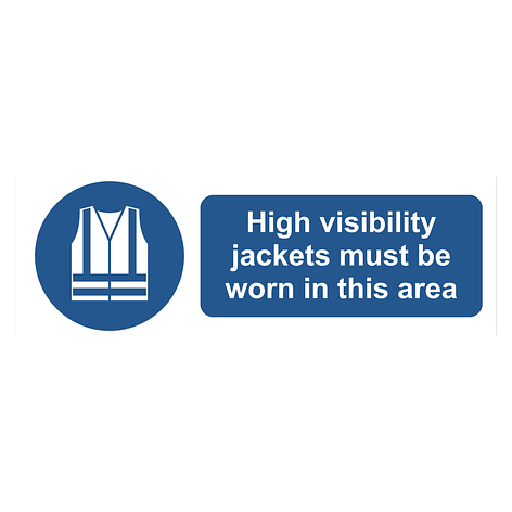Mandatory sign - Hi-Vis Clothing must be worn - 450x150 mm - Signomatic.co.uk