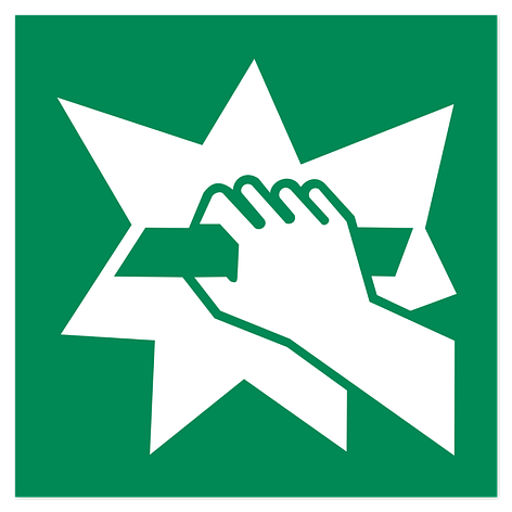 Panneau de sortie de secours – Dispositif de sortie de secours – Film vinyle – 200x200 mm – ISO 7010 - Plaqueomatic.fr