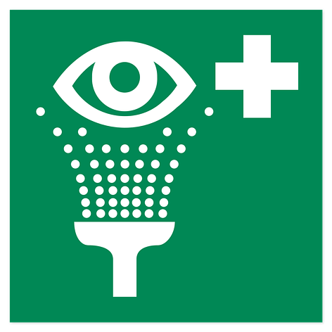 Panneau de sortie de secours – Station de lavage oculaire – Film vinyle – 200x200 mm – ISO 7010 - Plaqueomatic.fr