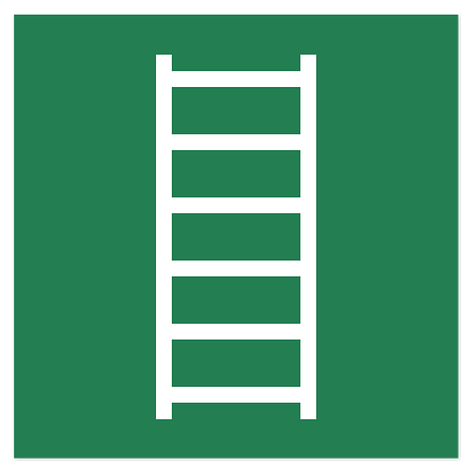 Panneau de sortie de secours - Échelle de secours - Film vinyle - 200x200 mm - ISO 7010 - Plaqueomatic.fr