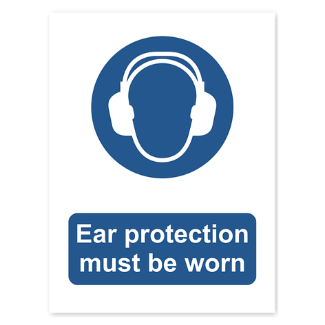 Information sign - Ear protection must be worn - Vinyl - 75x100 mm - Signomatic.co.uk