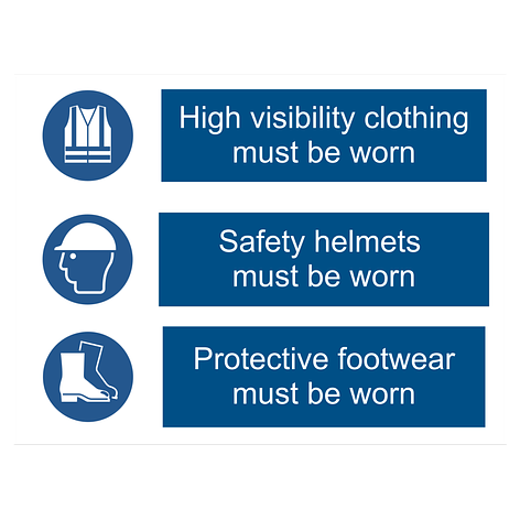 Information sign - PPE must be worn - Vinyl - 600x400 mm - Signomatic.co.uk