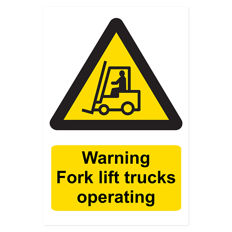 Information sign - Fork lift trucks operating - 200x300 mm - Signomatic.co.uk