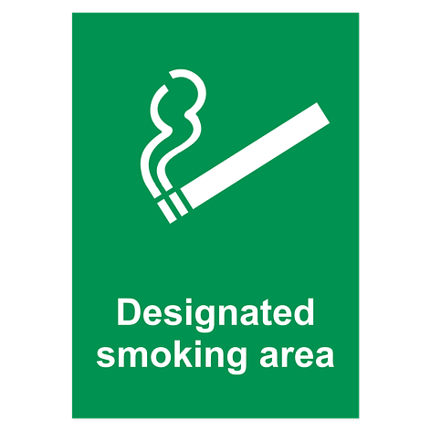 Designated smoking area sign - Vinyl - 210x297 mm - Signomatic.co.uk