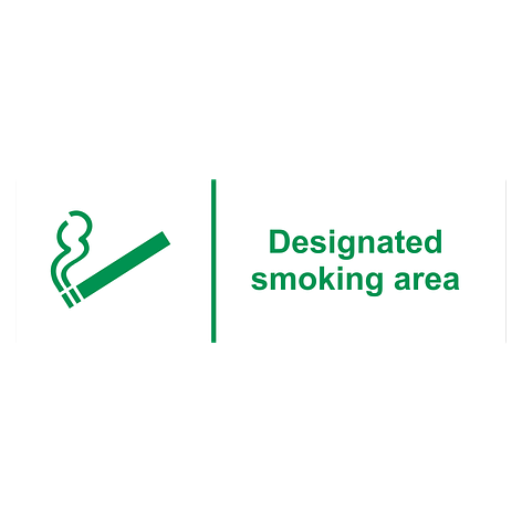Smoking sign - Designated smoking area - Vinyl - 450x150 mm - Signomatic.co.uk