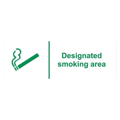 Smoking sign - Designated smoking area - Vinyl - 450x150 mm - Signomatic.co.uk