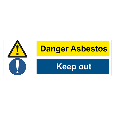 Warning Sign - Danger asbestos/keep out - Vinyl - 450x150 mm - Signomatic.co.uk