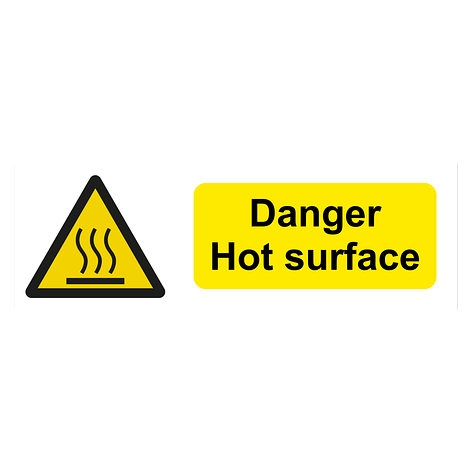 Warning Sign - Danger hot surface - 450x150 mm - Signomatic.co.uk