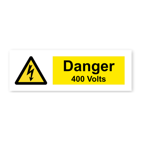 Industrial sign - 400 volt - 75x25 mm - Signomatic.co.uk