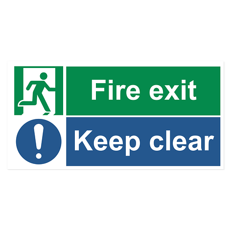 Industrial sign - Fire exit/keep clear - Vinyl - 300x150 mm - Signomatic.co.uk