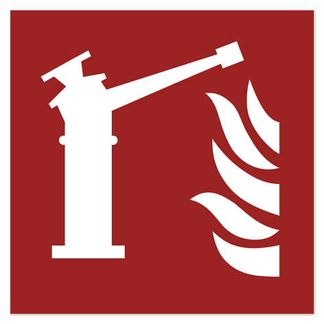 Panneau de sécurité incendie – Canon à eau incendie – Vinyle – 150x150 mm – ISO 7010 - Plaqueomatic.fr