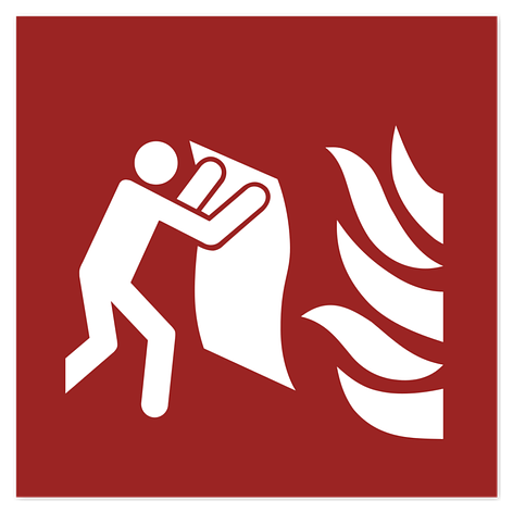 Panneau de sécurité incendie – Couverture anti-feu – Vinyle – 150x150 mm – ISO 7010 - Plaqueomatic.fr