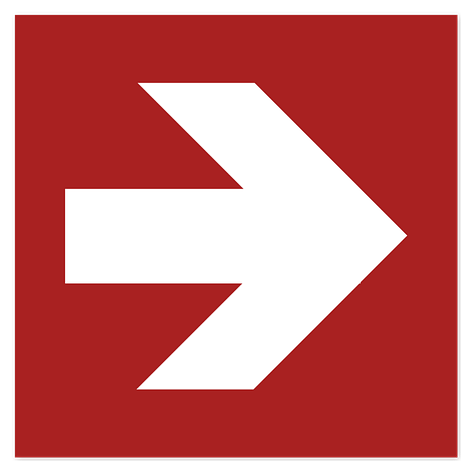 Panneau de sécurité incendie – Indication de direction – Vinyle – 150x150 mm – ISO 7010 - Plaqueomatic.fr