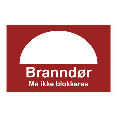 Brannskilt - Branndør - 300z200 mm - Vinyl - Skiltmax.no