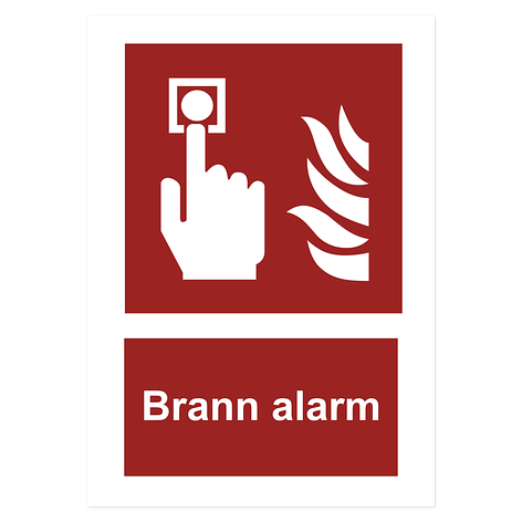 Brannskilt - Brannalarm - 210x297 mm - Vinyl - Skiltmax.no