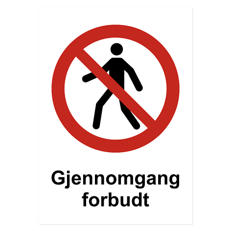 Forbud - Gjennomgang forbudt - 210x297 mm - Skiltmax.no