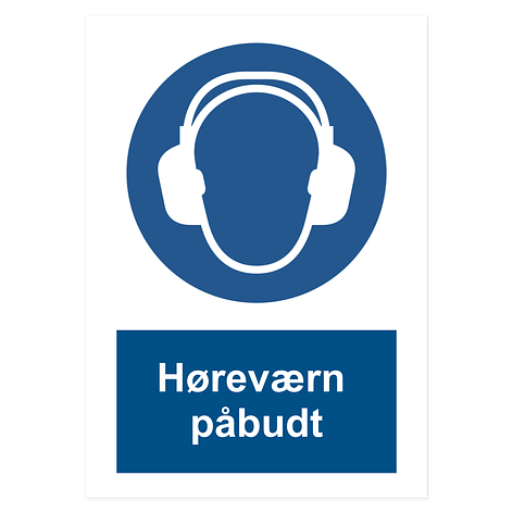 Påbud - Høreværn - Vinyl - 210x297 mm -Skiltmax.no