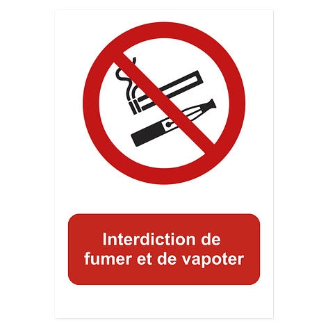 Panneau interdiction de fumer et vapoter - Plaque personnalisée - 210x207 mm - Plaque en plastique gravée - Plaqueomatic.fr