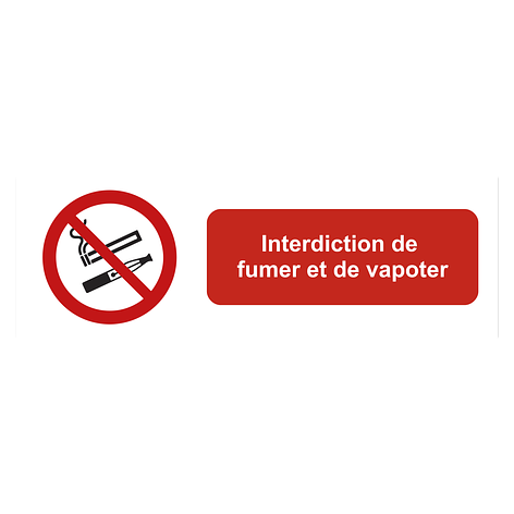 Interdiction de fumer et vapoter - Plaque personnalisée - 450x150 mm - Plaque en plastique gravée - Plaqueomatic.fr