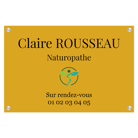 Plaque professionnelle sur mesure - Plastique rigide dorée - 300x200 mm - Plaqueomatic.fr