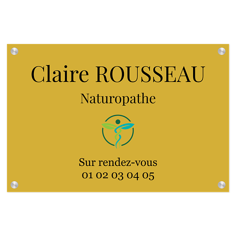 Plaque professionnelle sur mesure - Plastique rigide dorée - 300x200 mm - Plaqueomatic.fr