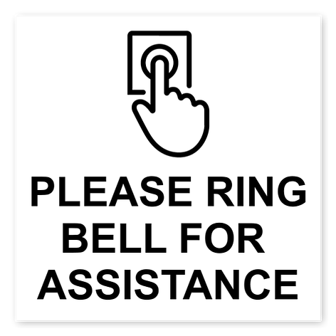 Doorbell sign - Please ring doorbell - 50x50 mm - Signomatic.co-uk