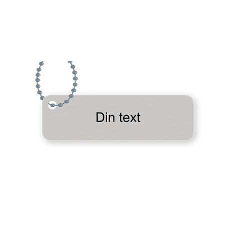 Rostfri skylt med kulkedja - 60x18 mm - Skyltmax.se