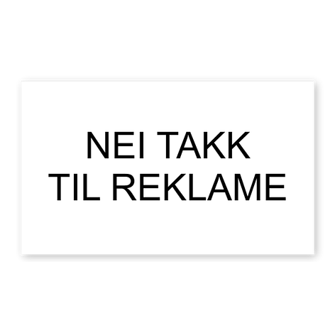 Nei takk til reklame skilt - Hvit plast - Skiltmax.no