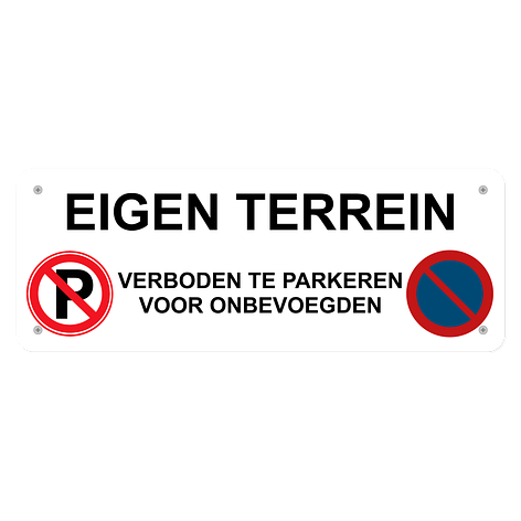 Parkeerborden - Eigen terrein - 600x200 mm - Bordenmax.nl